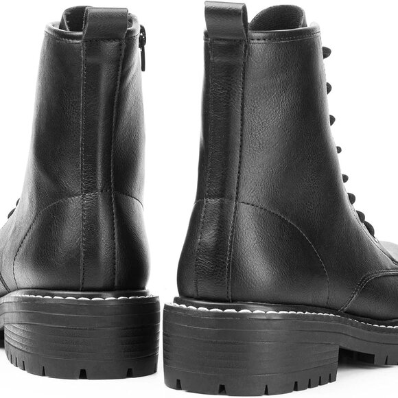 Women's Faux Leather Ankle Booties Casual Toe Casual Ankle Booties - Picture 5 of 6